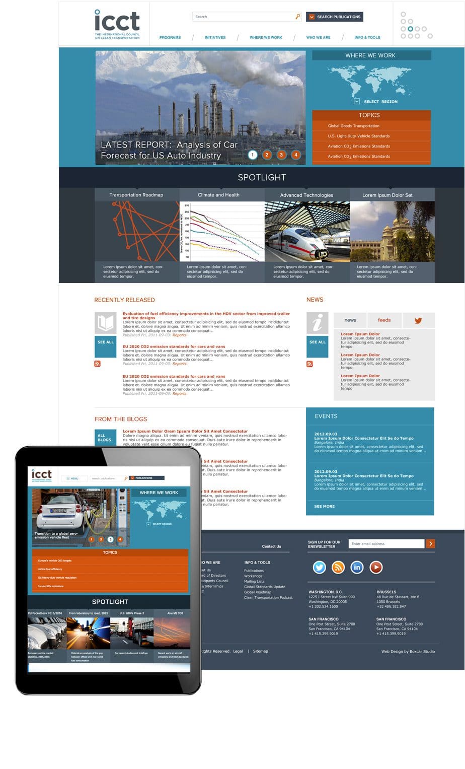 screenshot of ICCT website