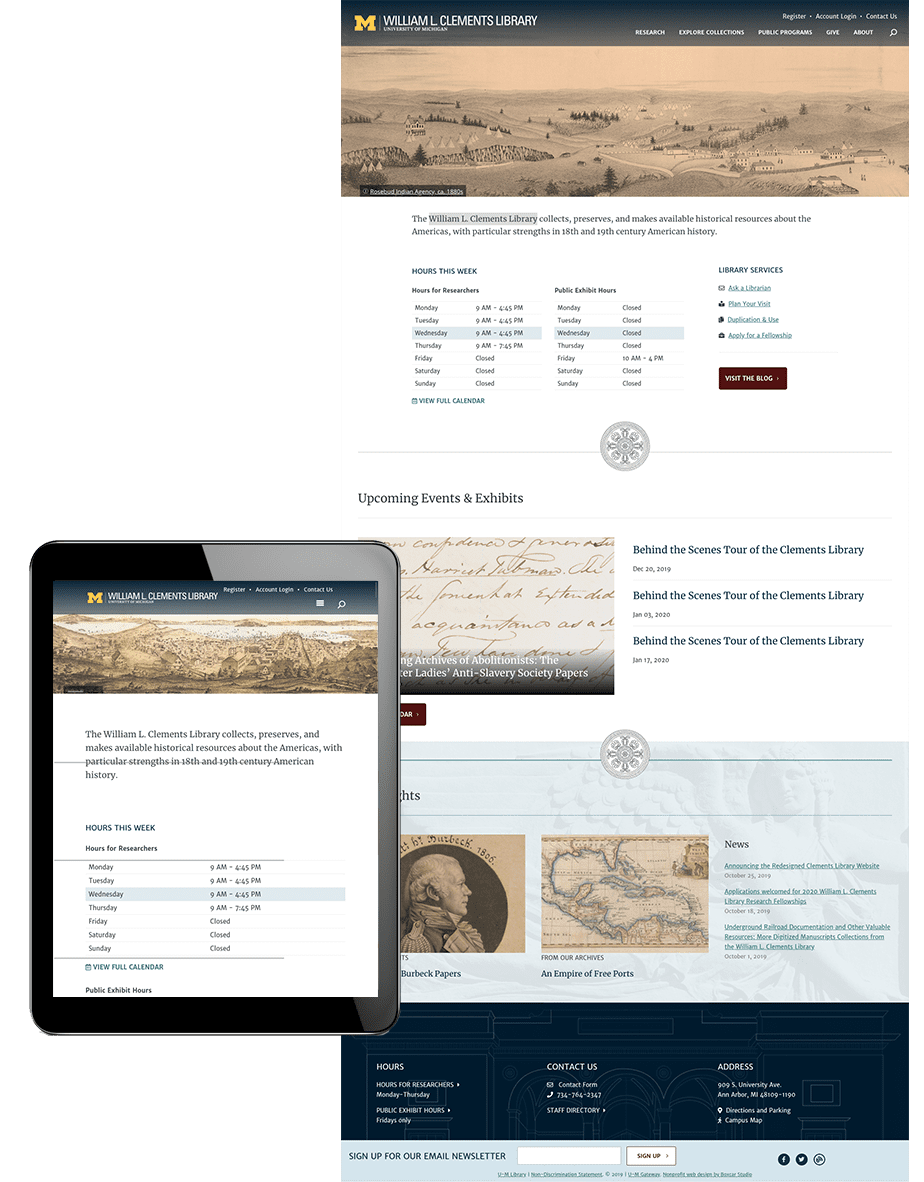Clements Library Tablet View